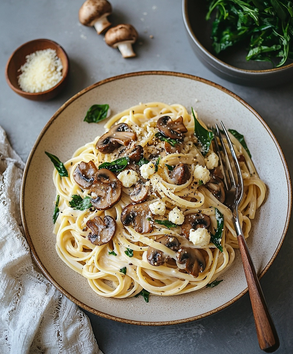 Pâtes aux champignons crémeuses