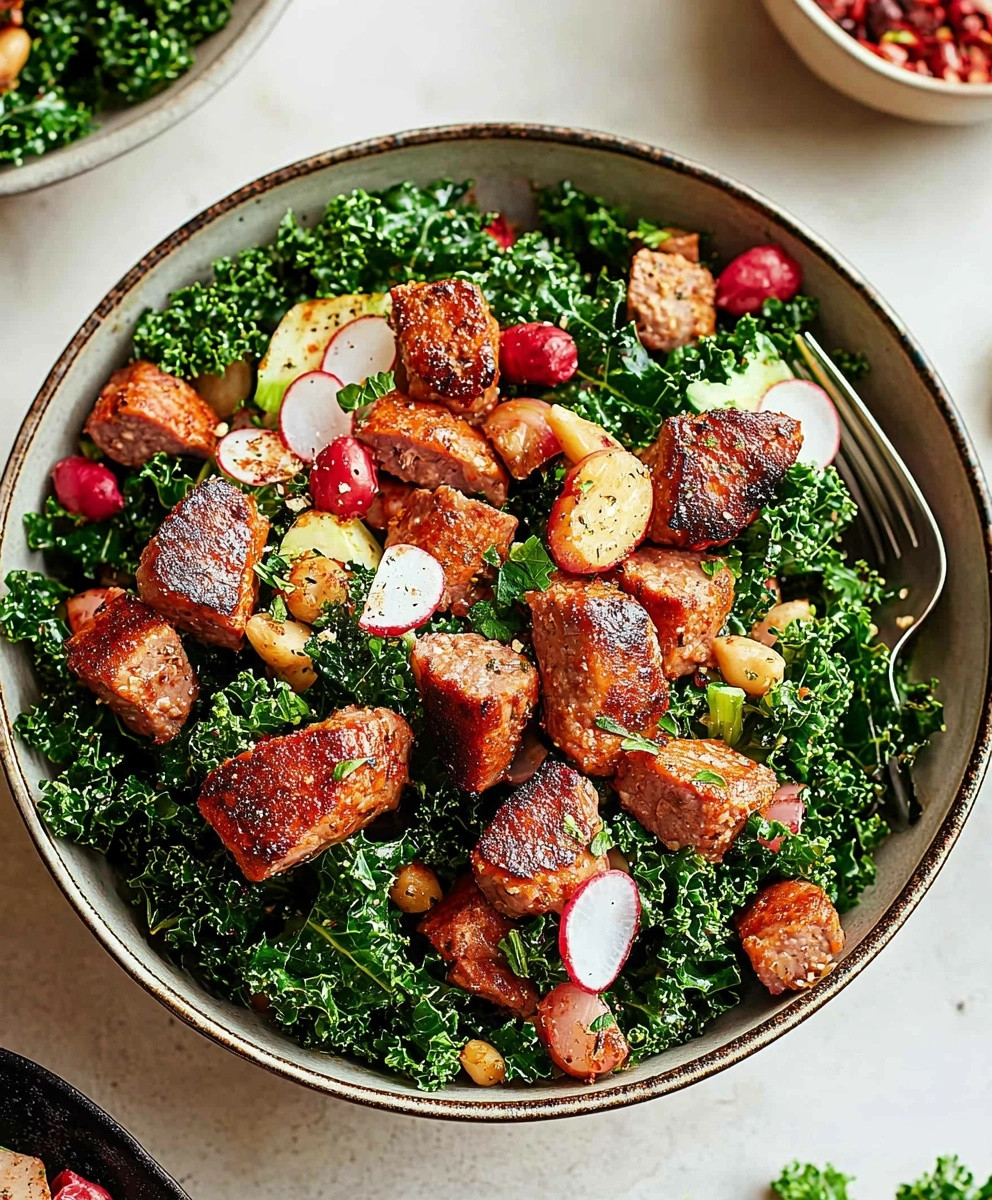 Salade aux merguez et kale