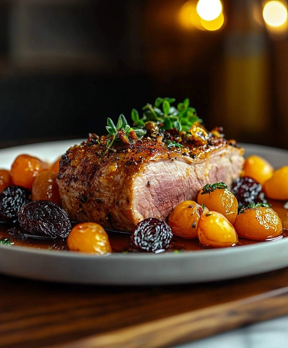 Rôti de porc aux abricots