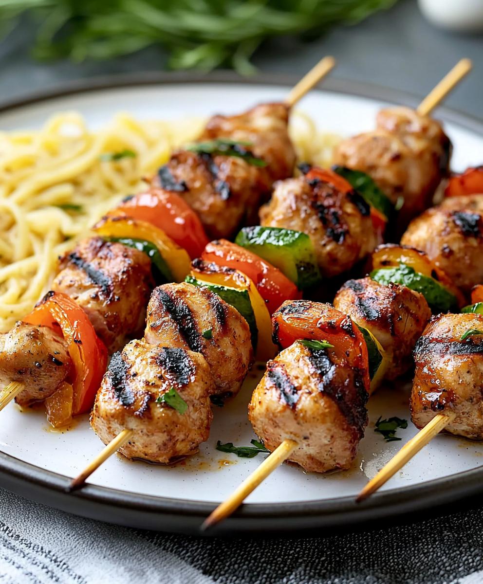 Brochettes de poulet grillé