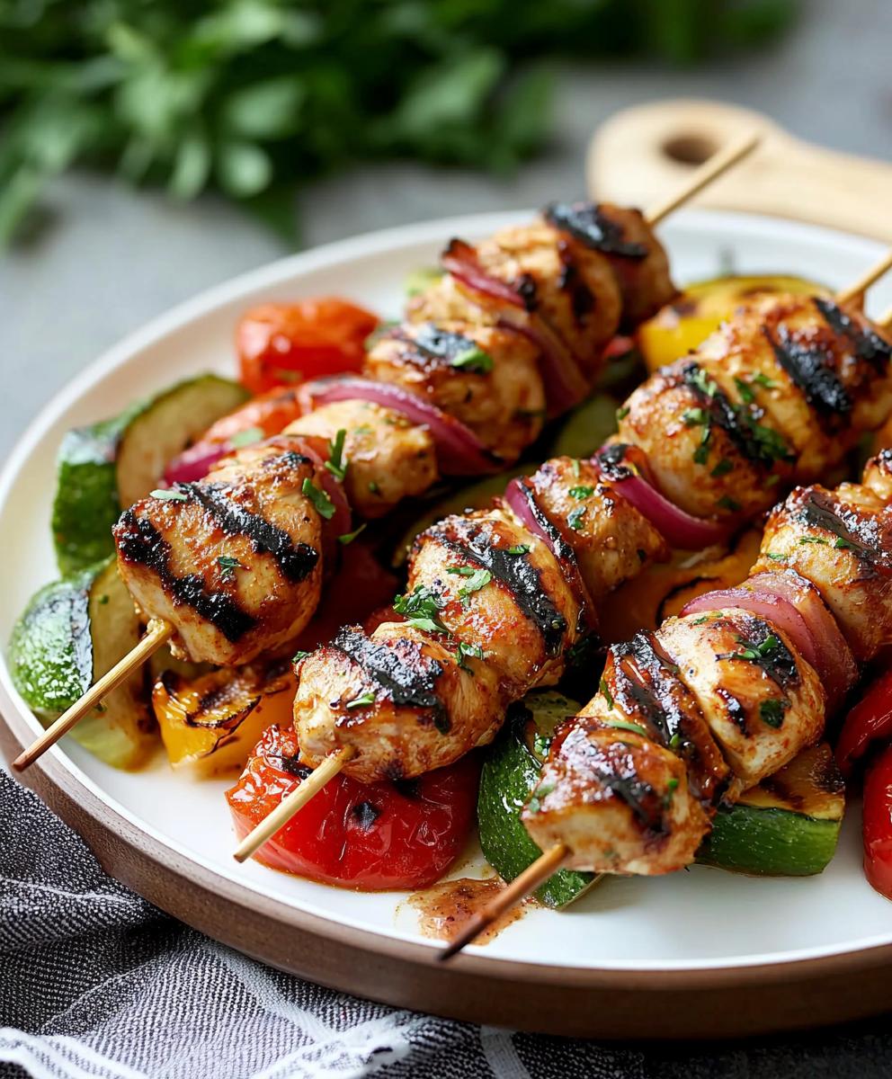 Brochettes de poulet grillé