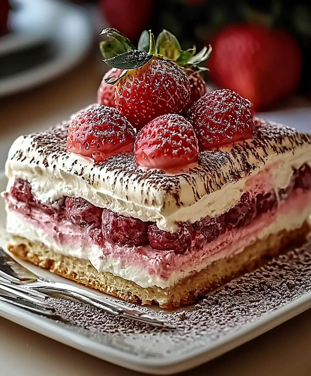 Tiramisu fraise biscuits roses Reims