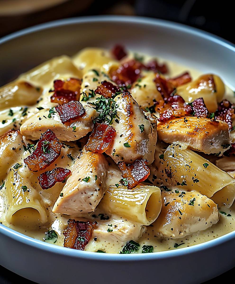 Pâtes crémeuses poulet bacon