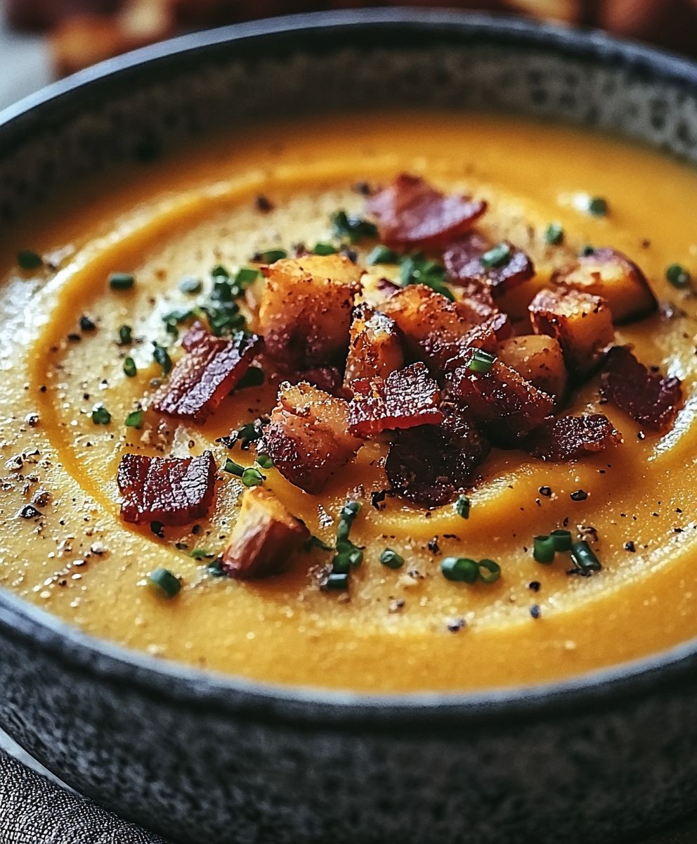 Velouté potiron châtaignes lard croustillant : La recette parfaite pour l’automne Velouté potiron châtaignes lard croustillant : La recette parfaite pour l’automne