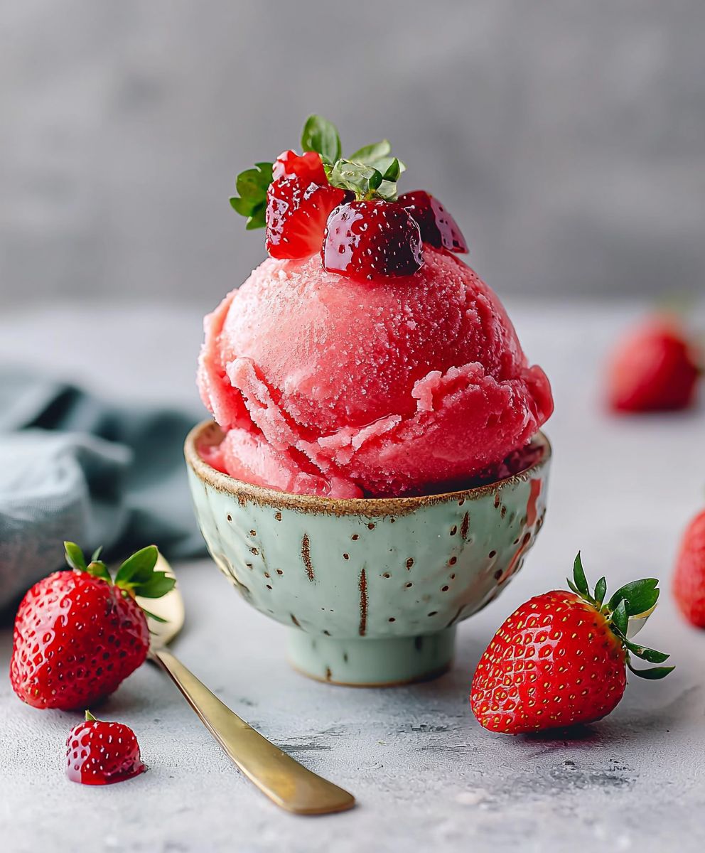 Sorbet aux fraises maison