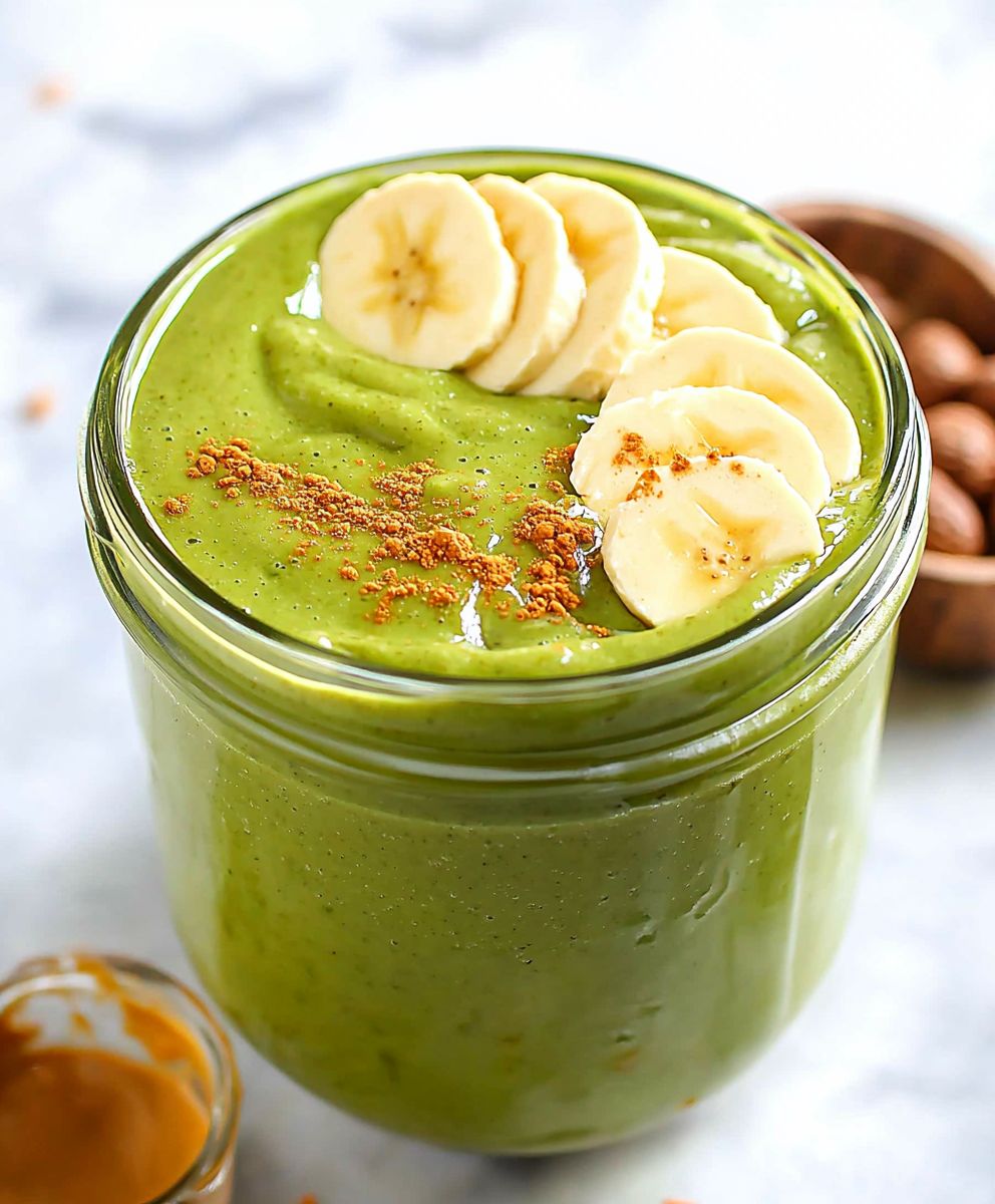 Smoothie vert beurre de cacahuète