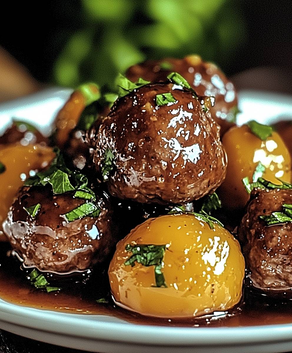 Boulettes boeuf sauce miel poivrons