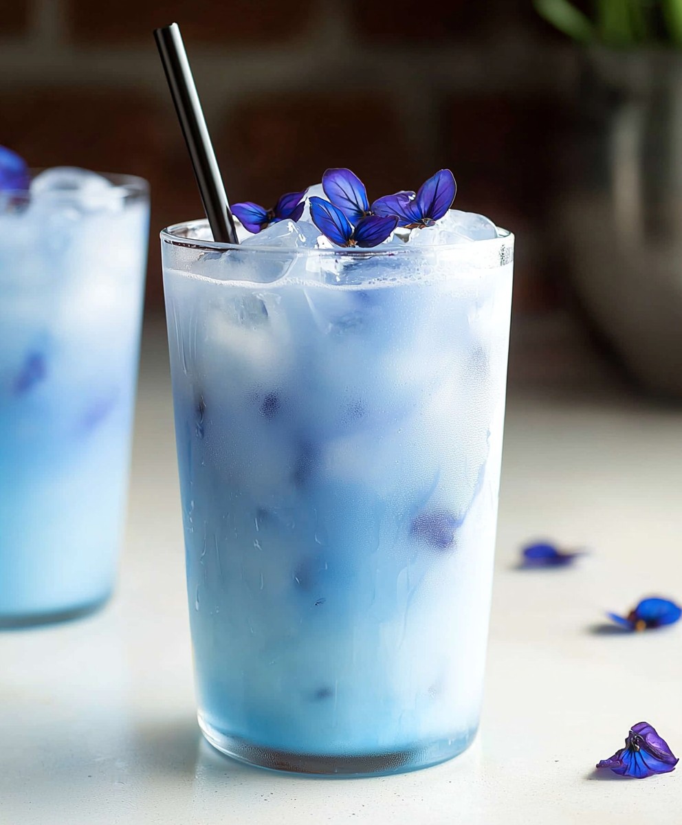 Thé glacé latte fleurs papillon