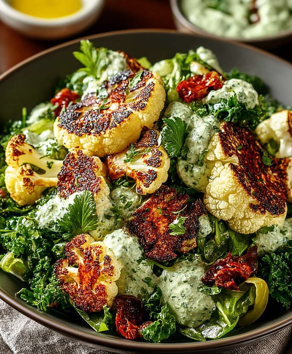 Salade chou fleur rôti déesse verte