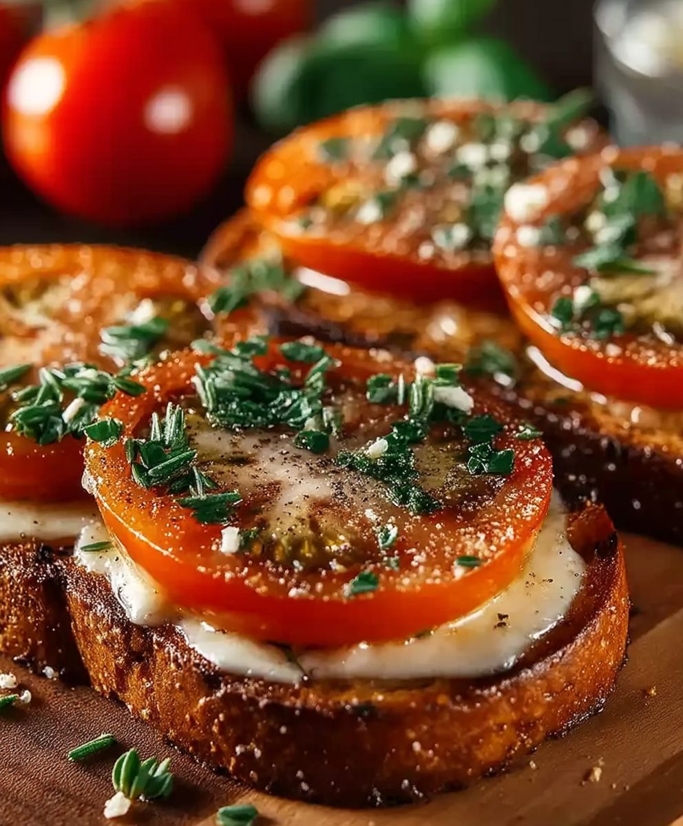 Toast tomates ail fromage