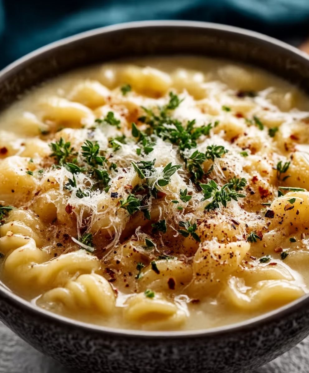 Soupe pates parmesan
