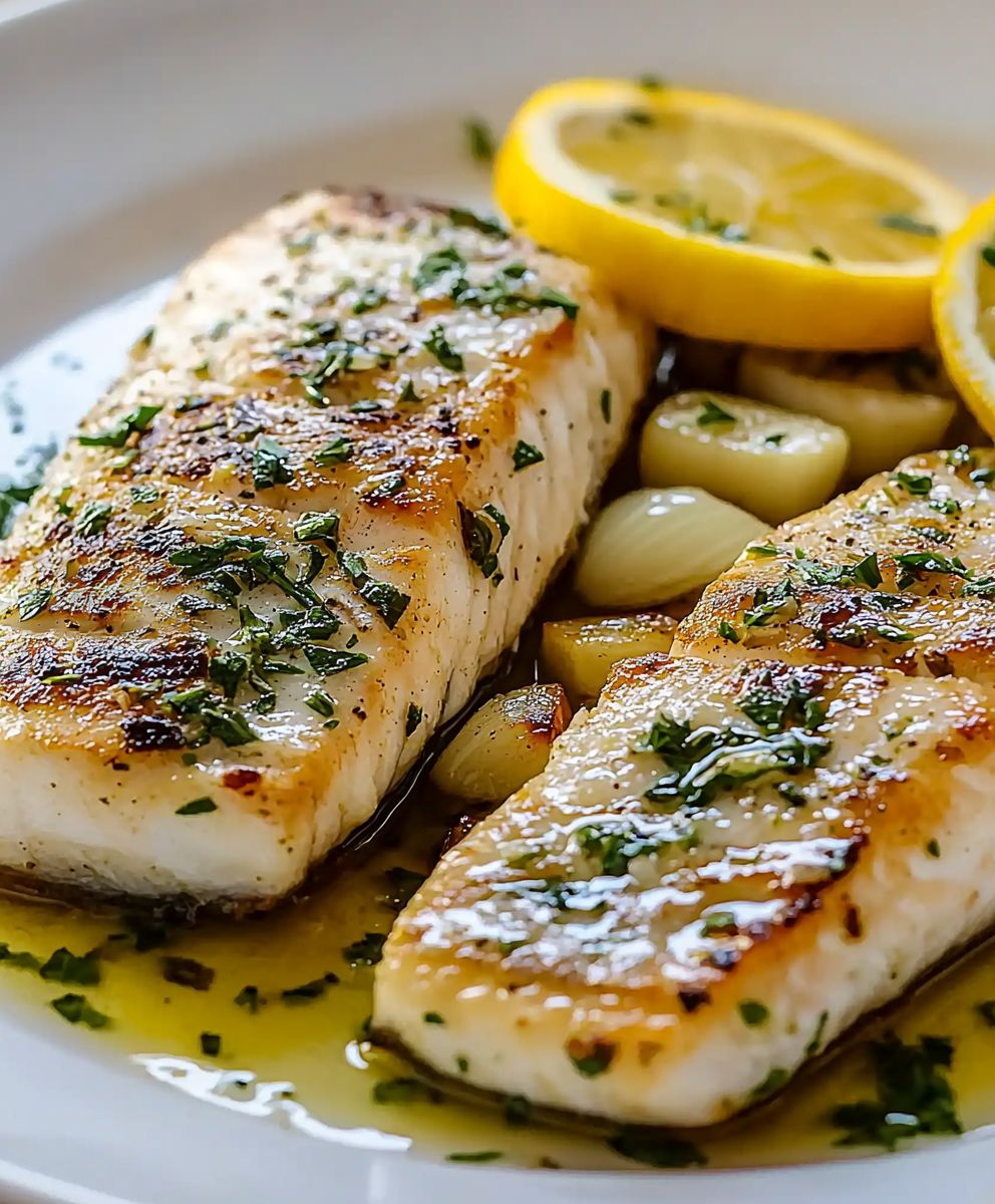 Poisson grillé herbes ail