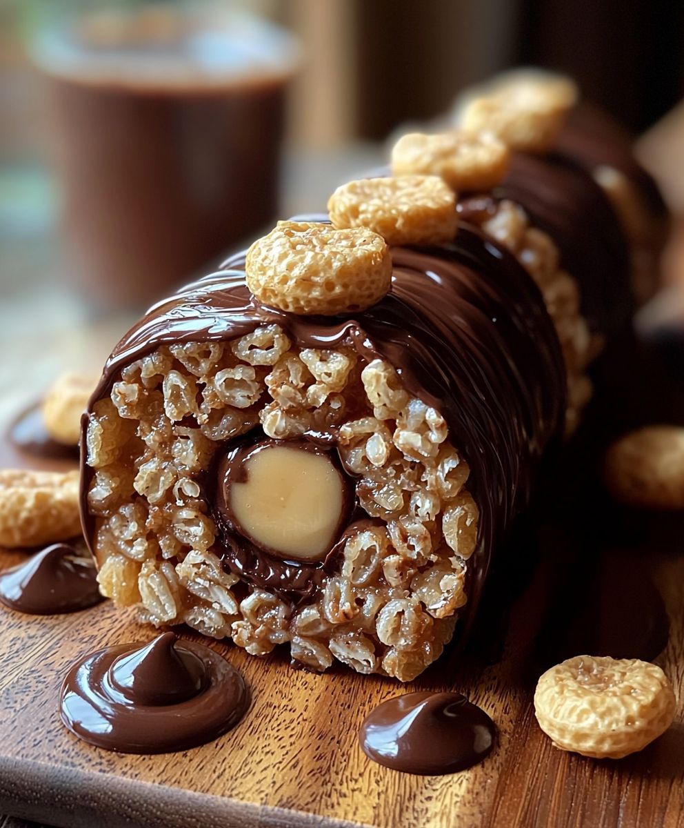 Rouleau riz krispies chocolat cacahuètes