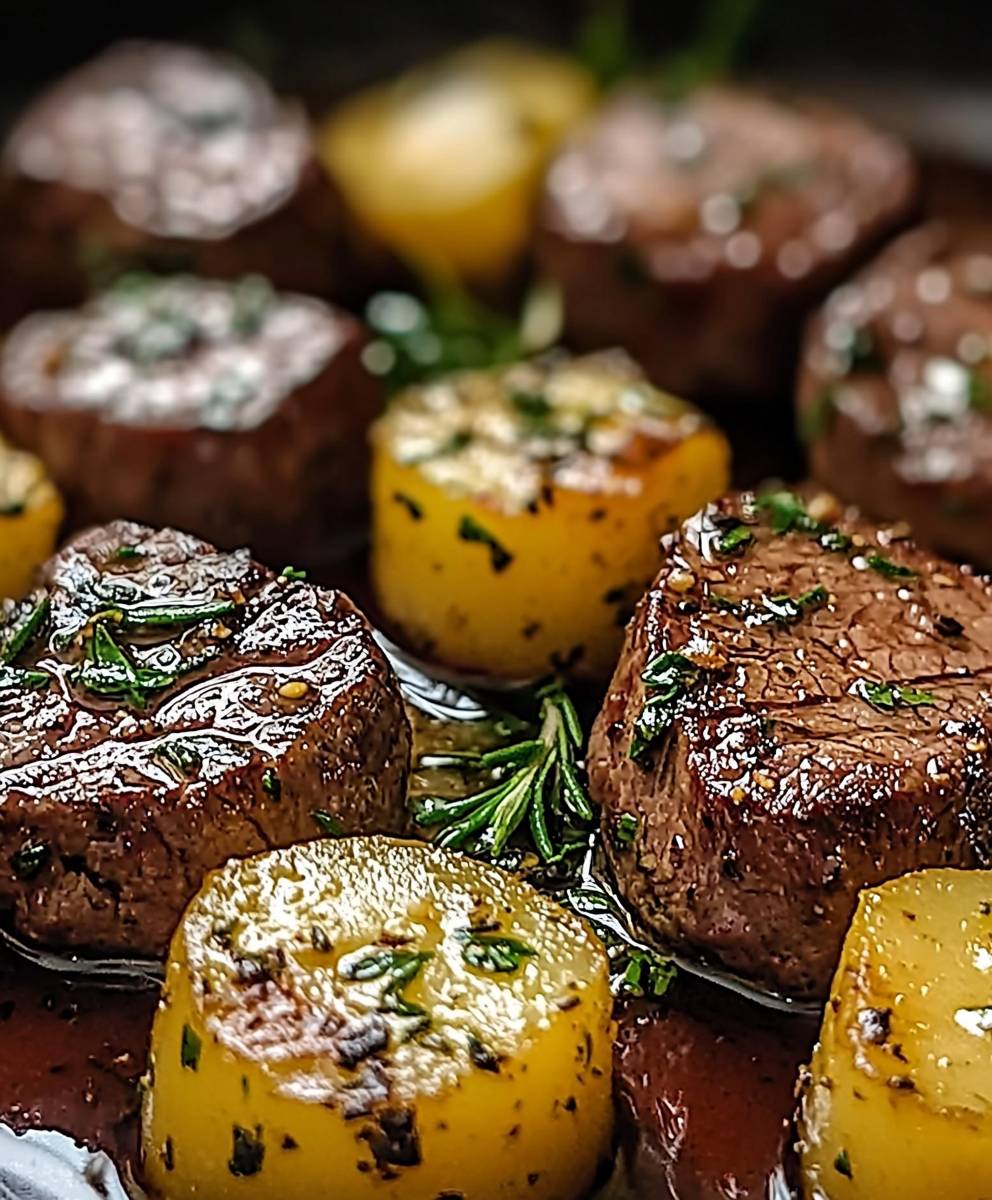 Bouchées steak beurre ail