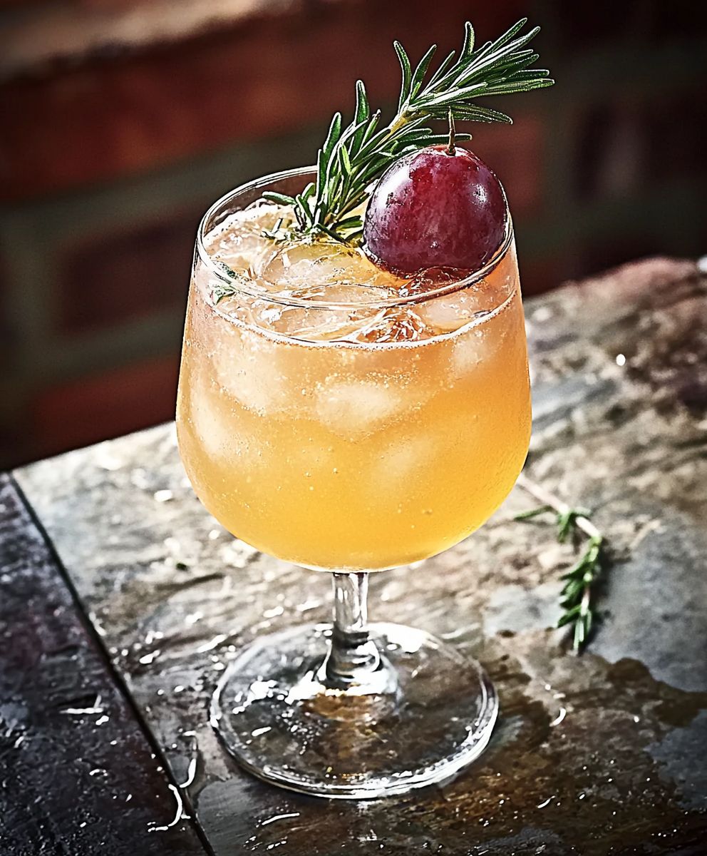 Cocktail sans alcool raisin romarin