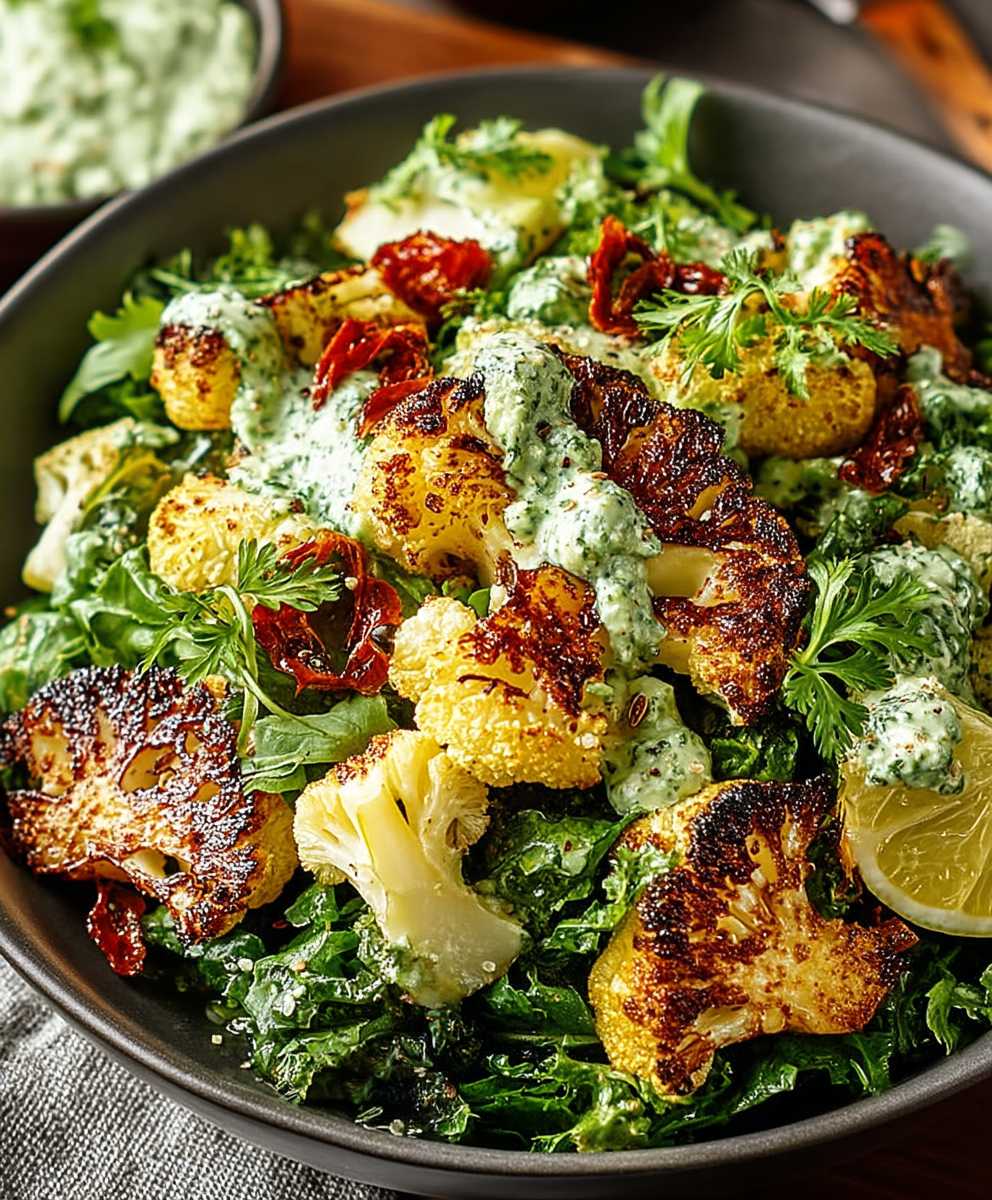 Salade chou fleur rôti déesse verte