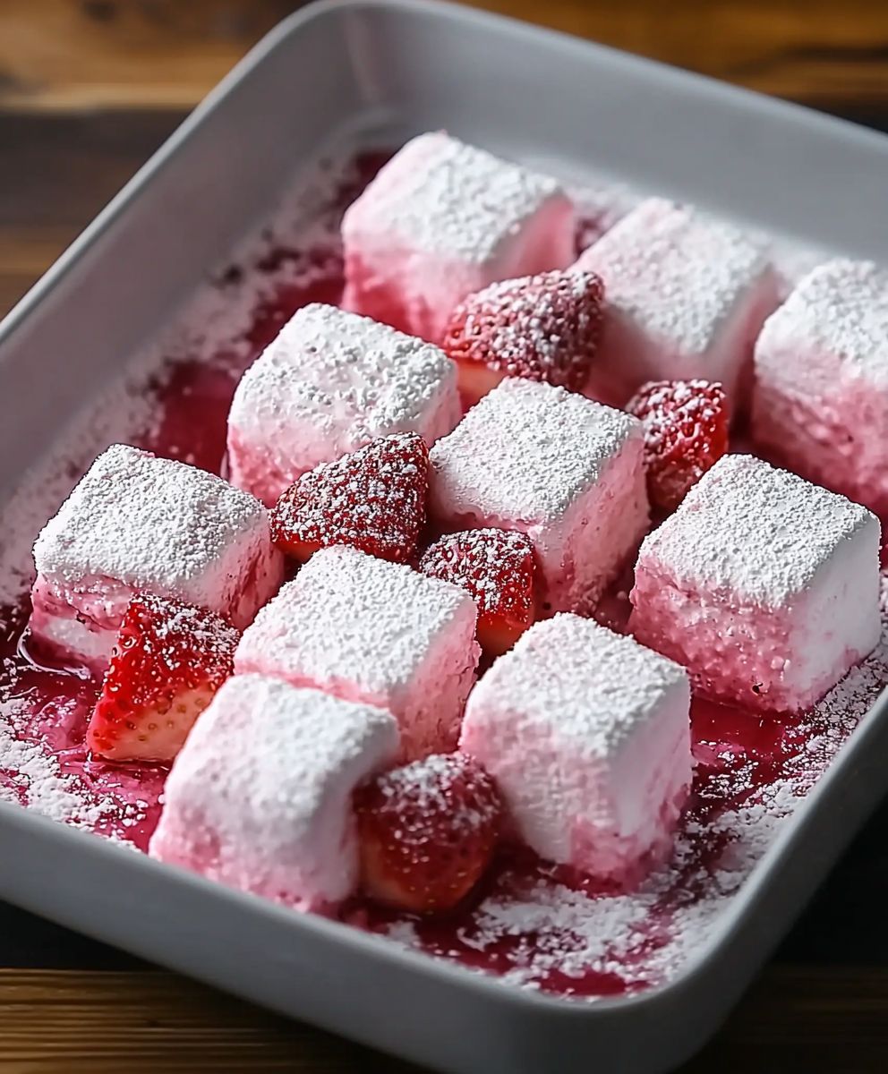 Guimauves roses fraise maison