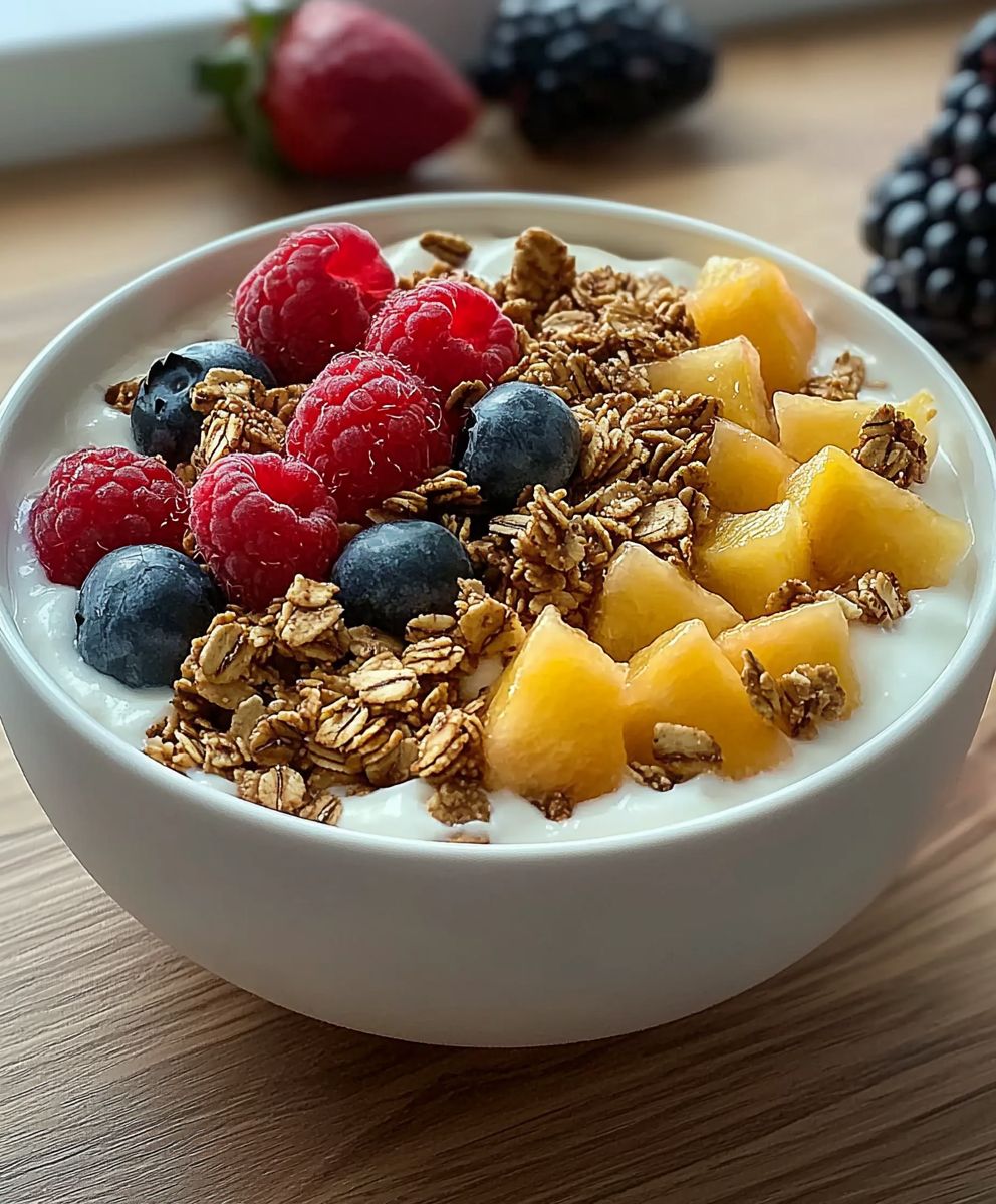 Yogourt noix coco granola fruits