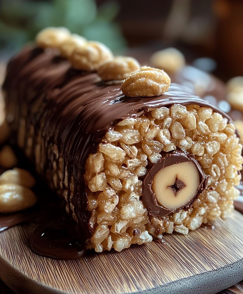 Rouleau riz krispies chocolat cacahuètes