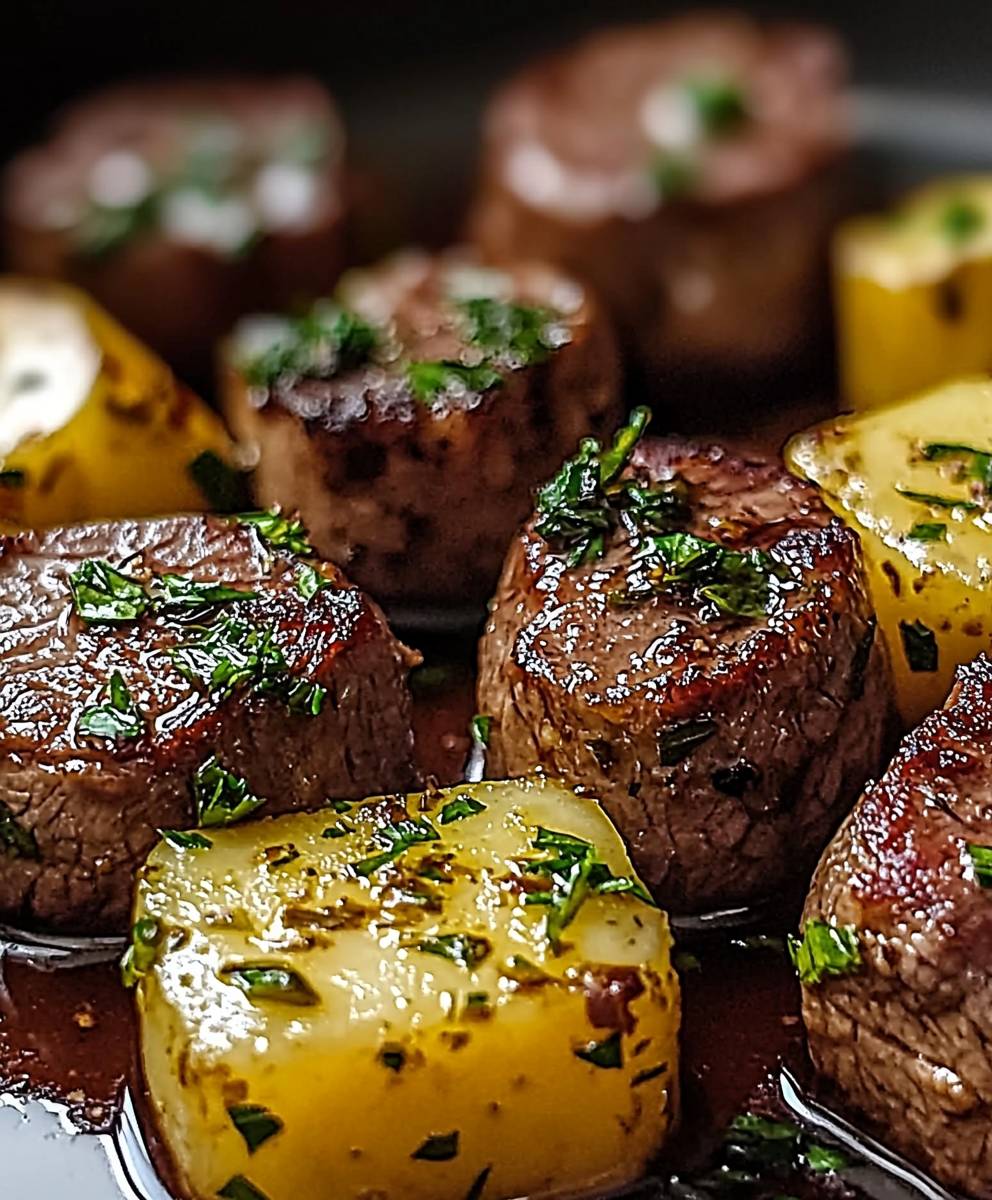 Bouchées steak beurre ail