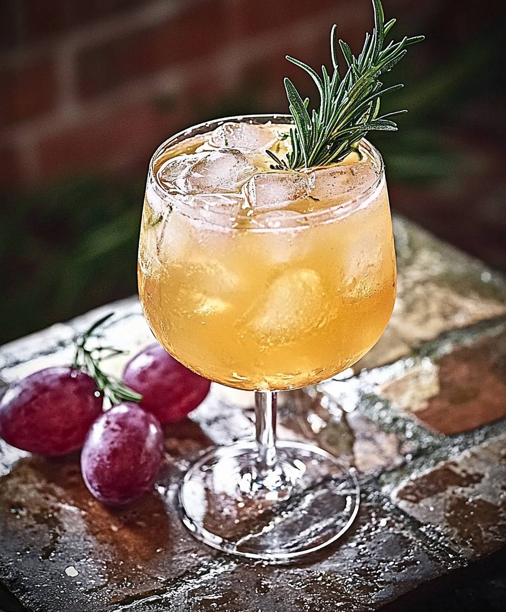 Cocktail sans alcool raisin romarin