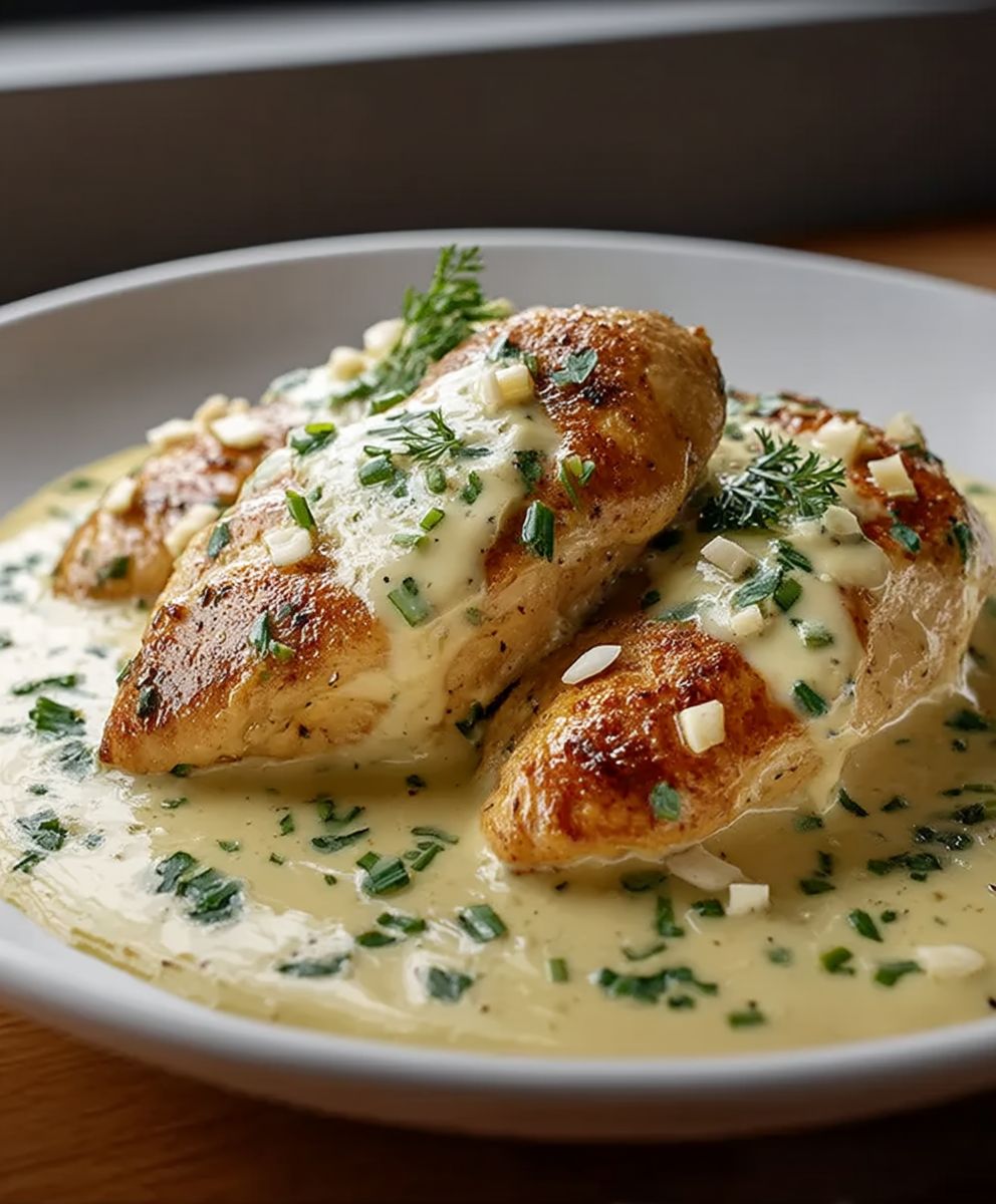 Poulet crémeux ail beurre