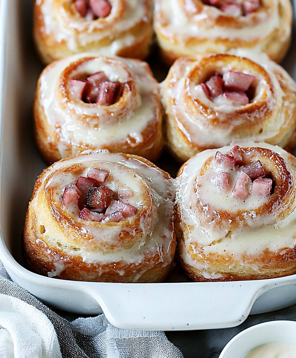 Brioches rhubarbe glaçage mascarpone vanille