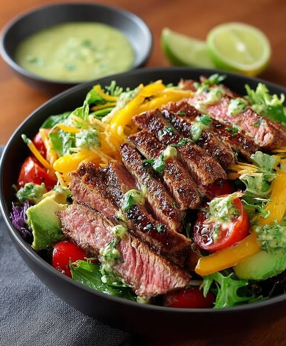 Salade fajitas steak flanc citron vert