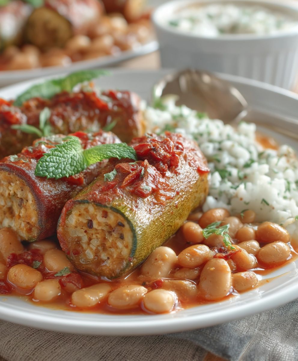 Courgettes farcies syriennes haricots blancs