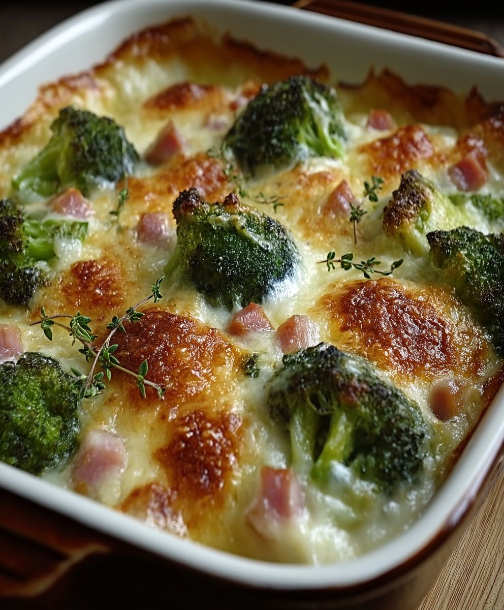 Gratin brocolis jambon fondant