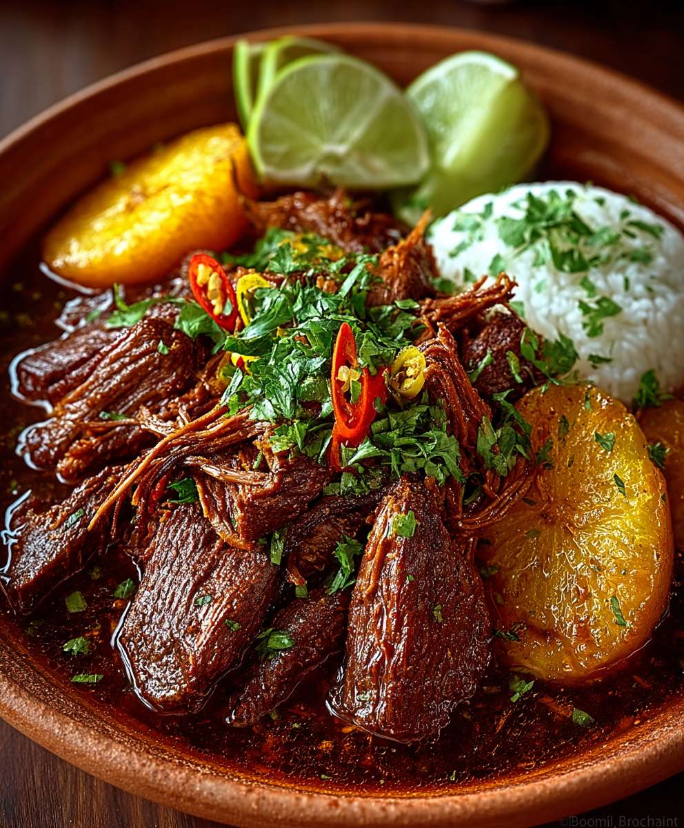 Boeuf effiloché à la cubaine