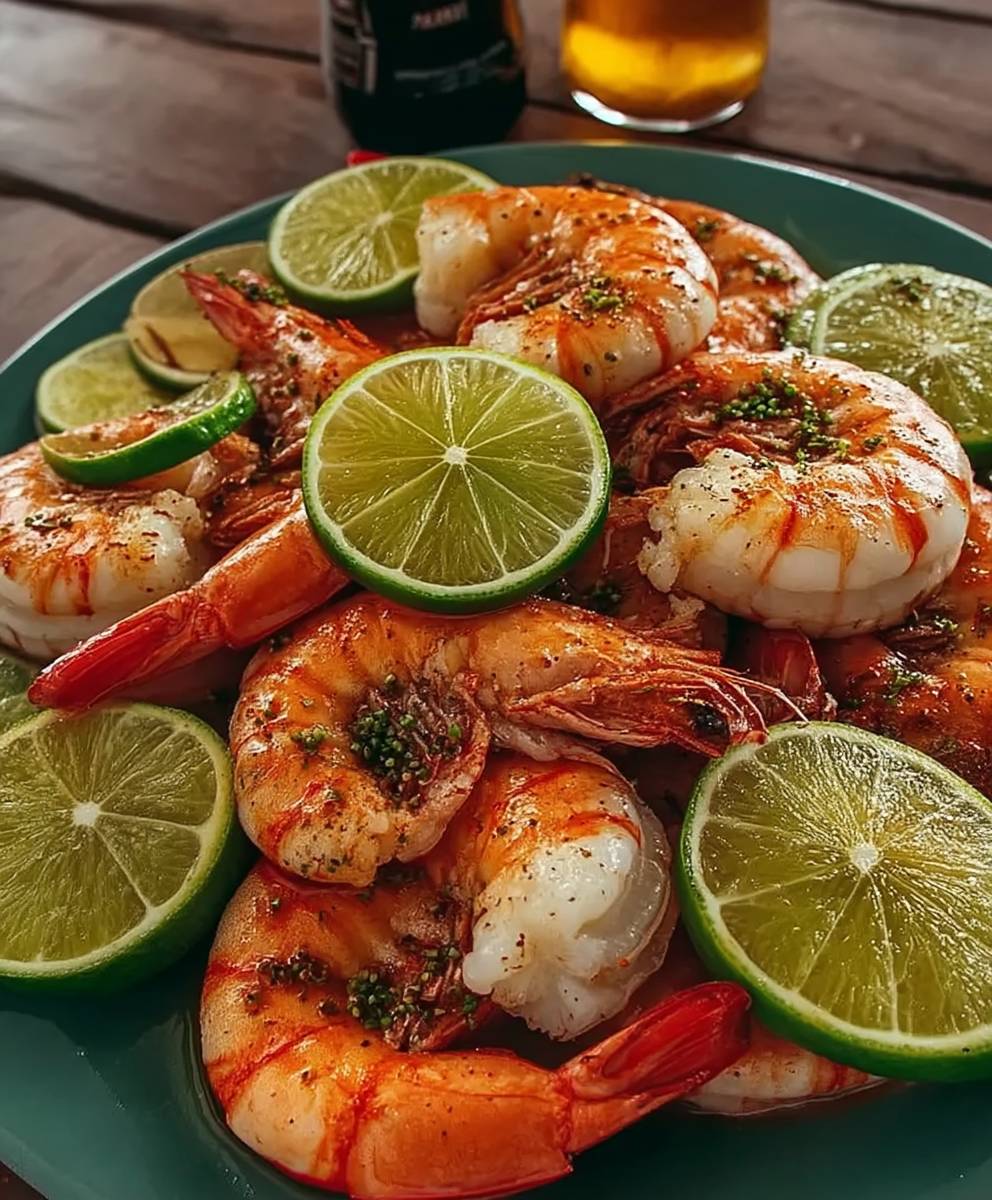Crevettes bouillies citron et lime