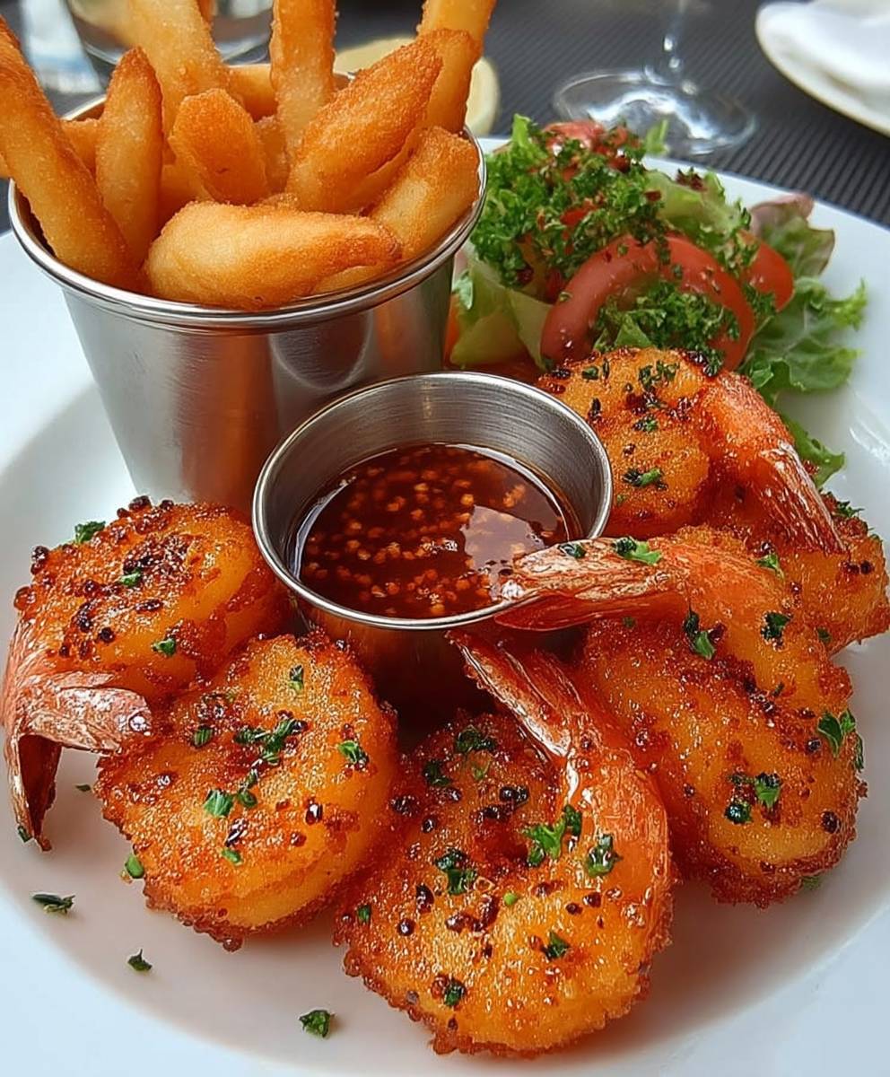 Crevettes frites sauce épicée