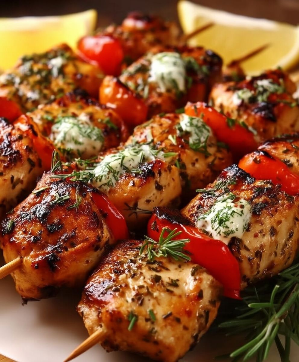 Brochettes poulet à la grecque