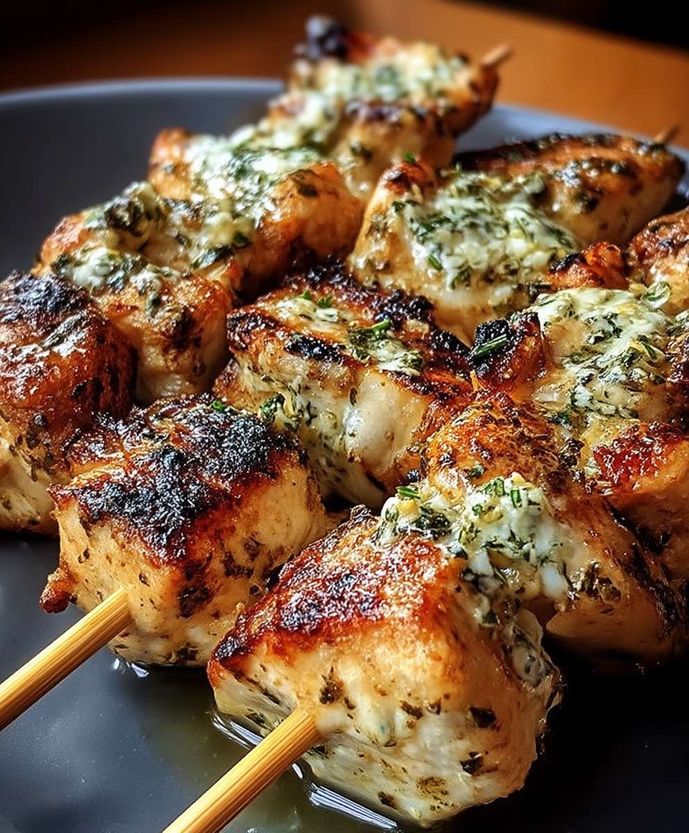 Brochettes poulet ail parmesan