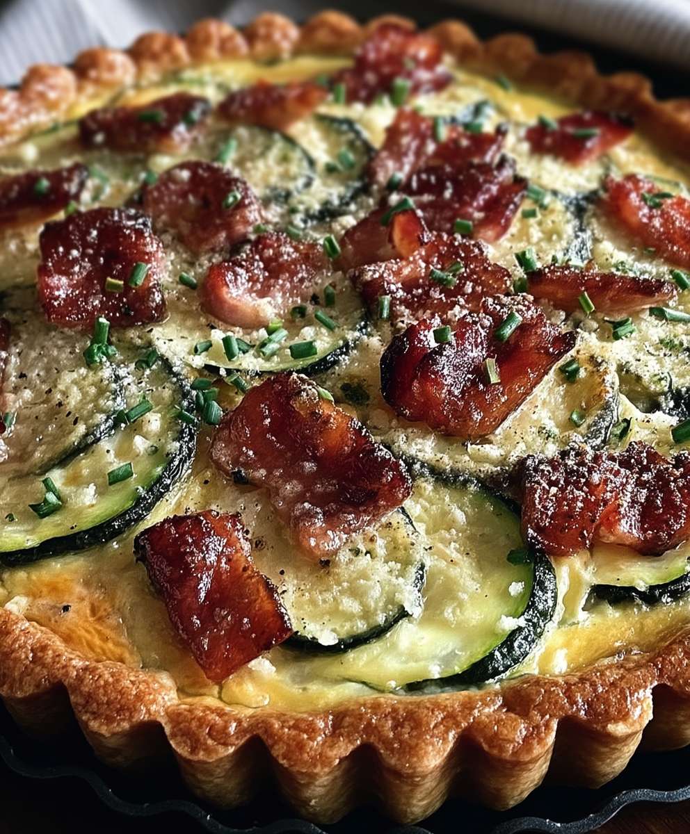 Tarte courgettes lardons