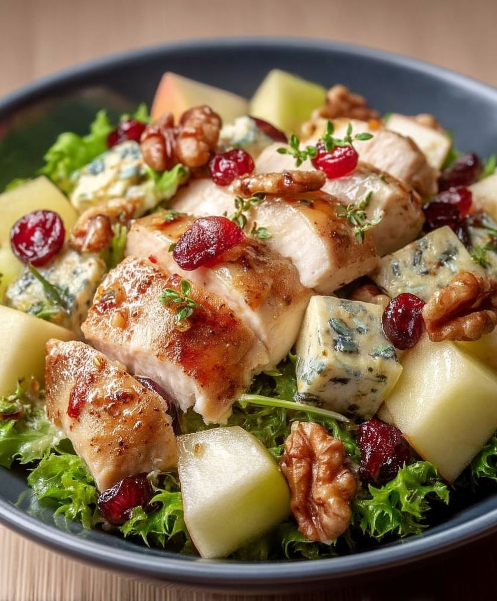 Salade poulet pommes sucrée salée