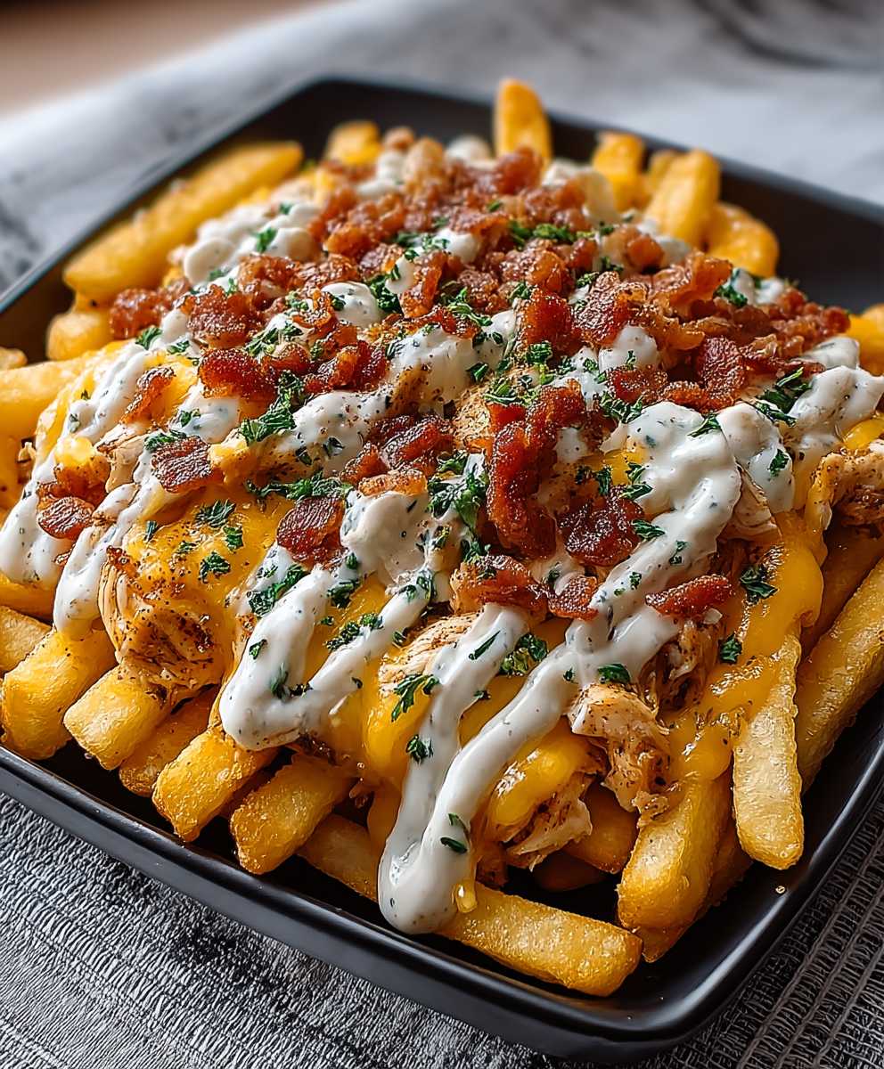 Frites au fromage poulet bacon ranch