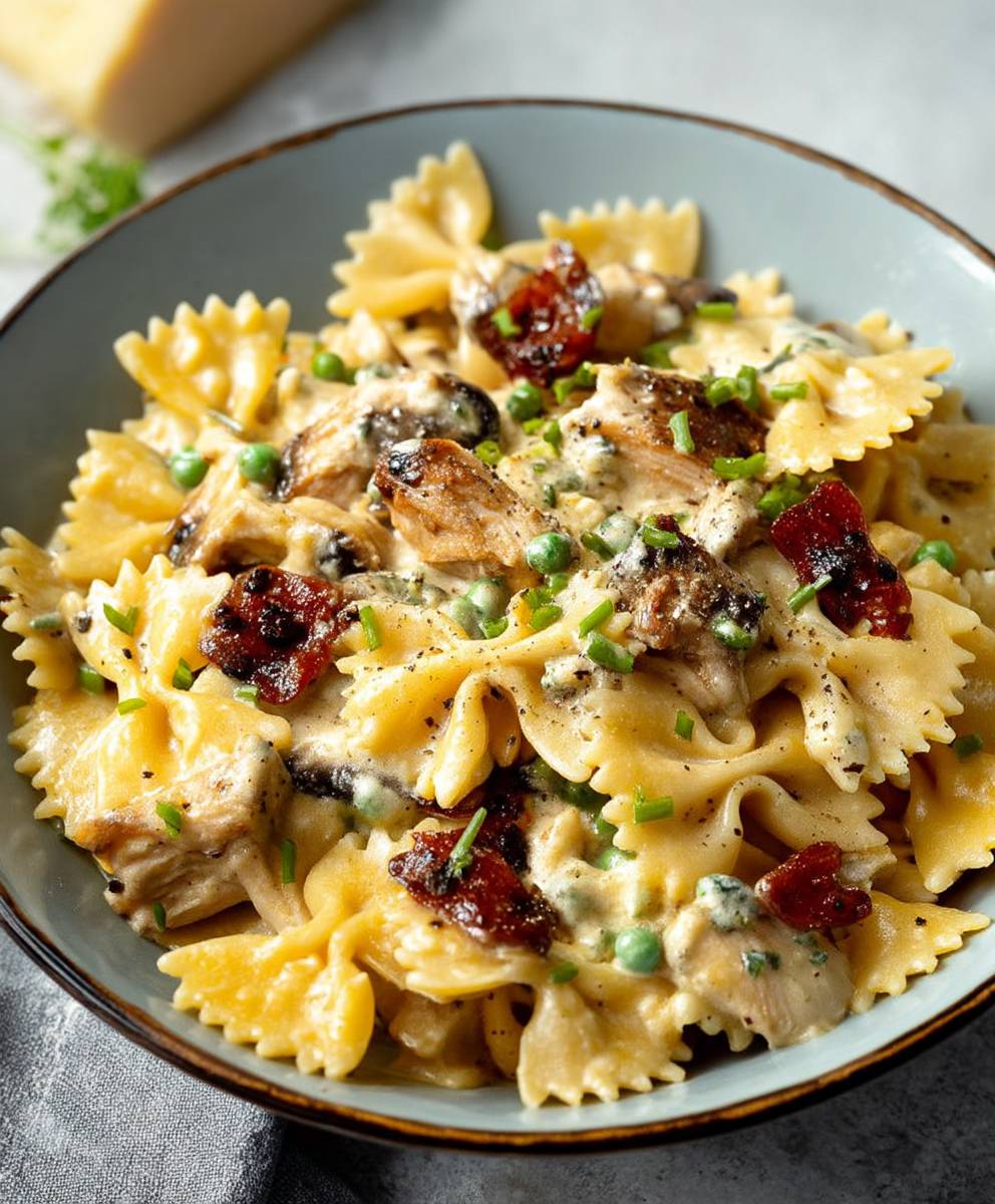 Farfalle poulet ail rôti crémeuses