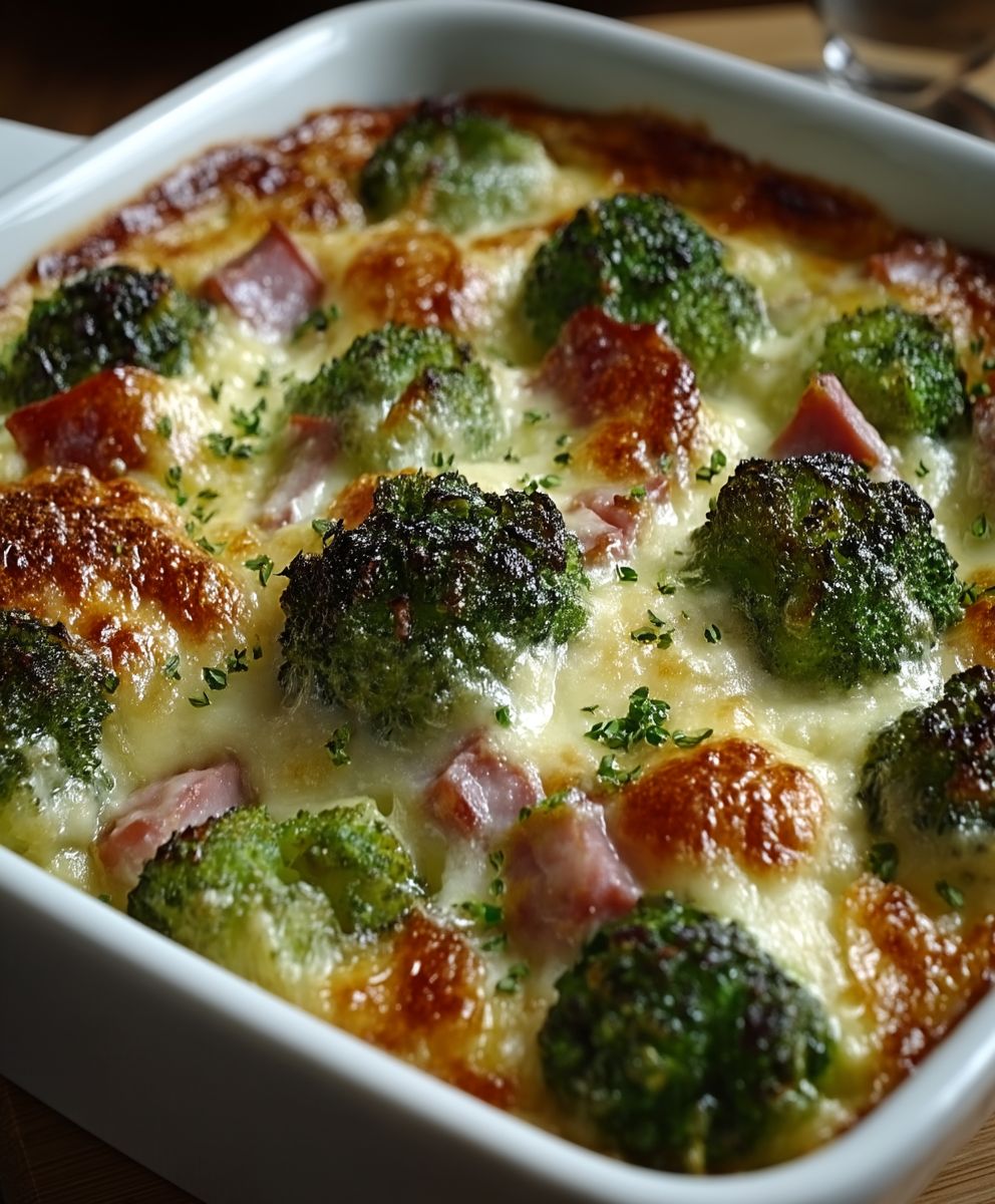 Gratin brocolis jambon fondant