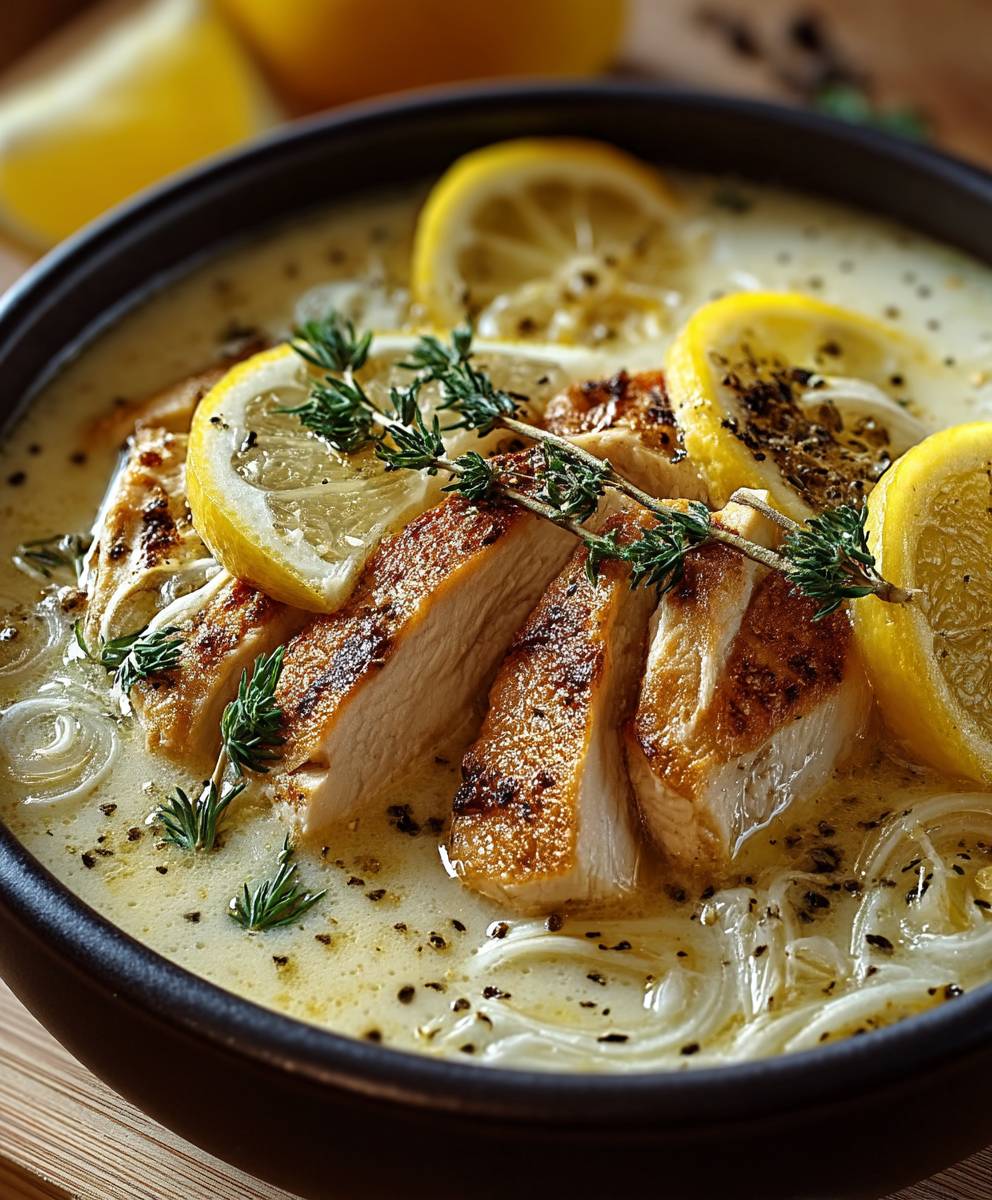 Soupe grecque poulet citron avgolemono