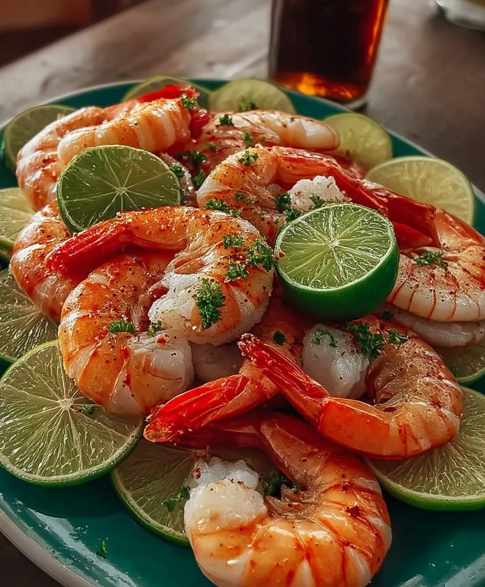 Crevettes bouillies citron et lime