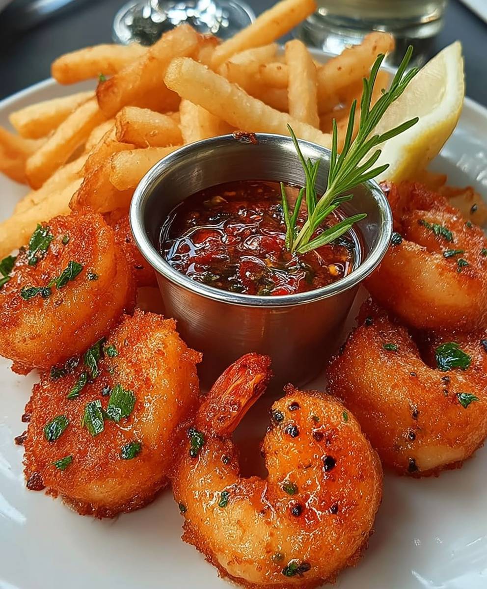 Crevettes frites sauce épicée
