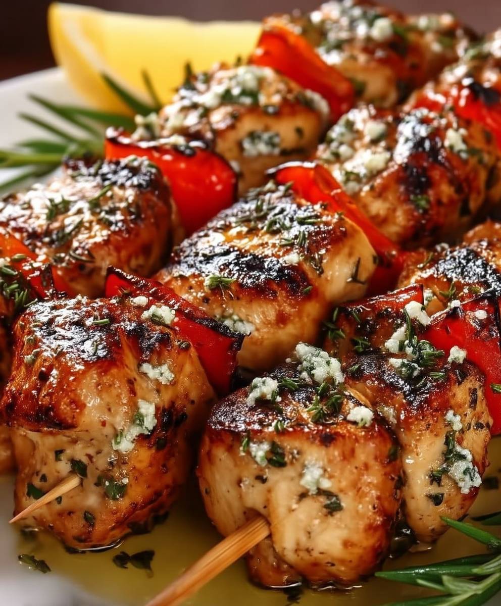 Brochettes poulet à la grecque