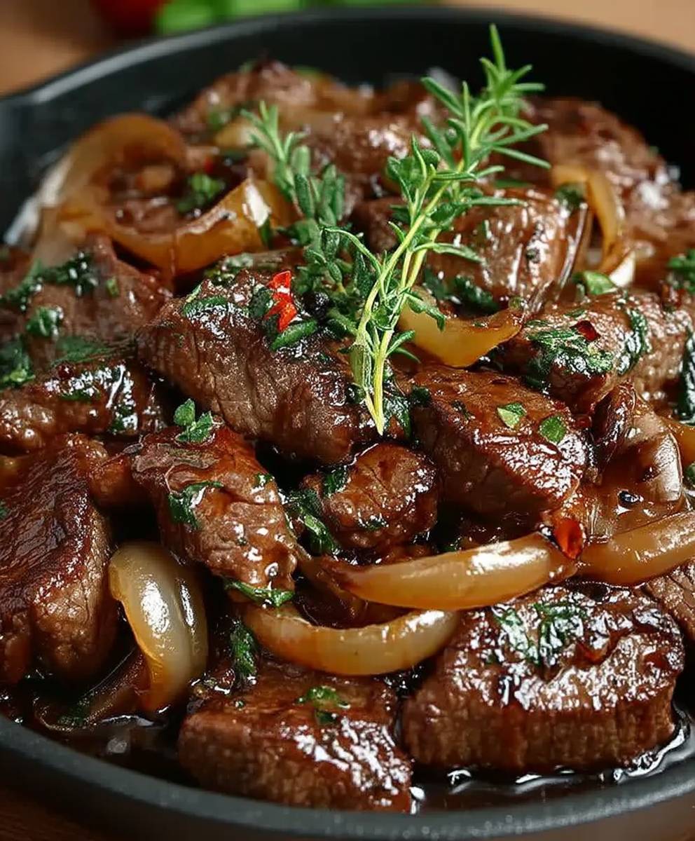 Sauté de boeuf aux oignons