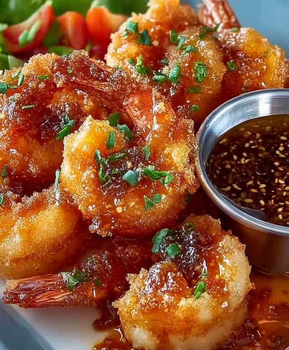 Crevettes frites au miel