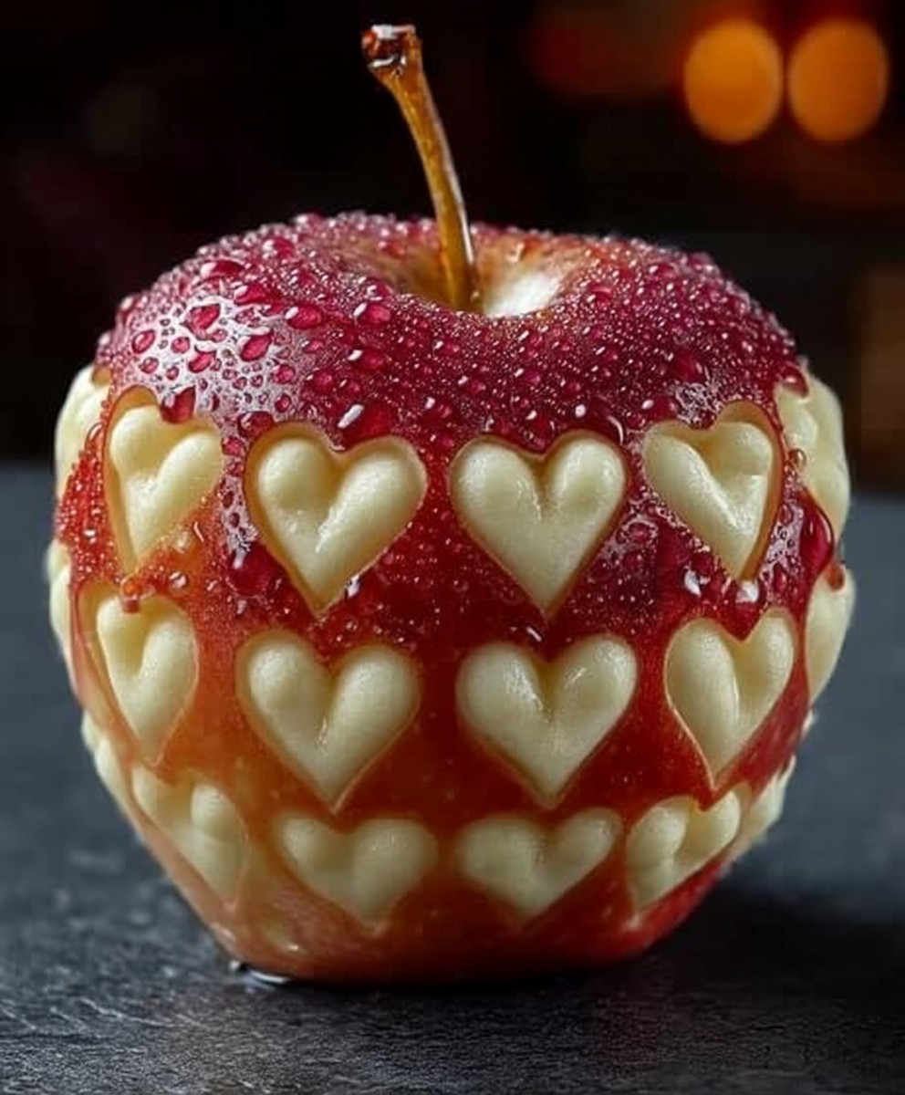Pommes sculptées en coeurs