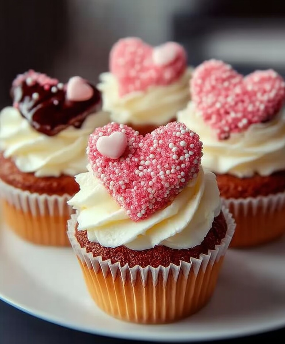 Cupcakes coeurs Saint Valentin
