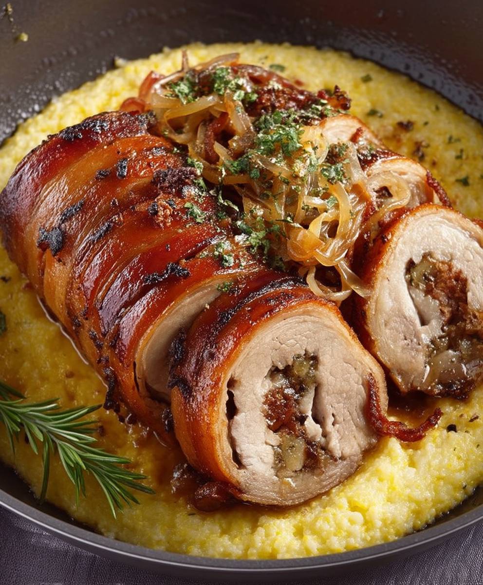 Roulé de porc polenta crémeuse