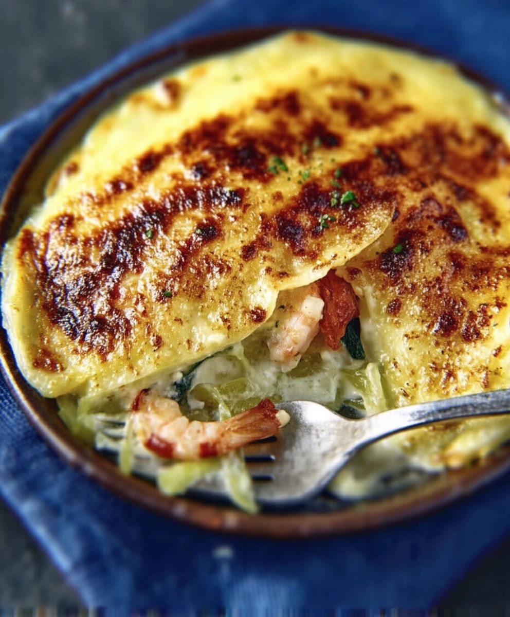 Lasagnes poireaux crevettes